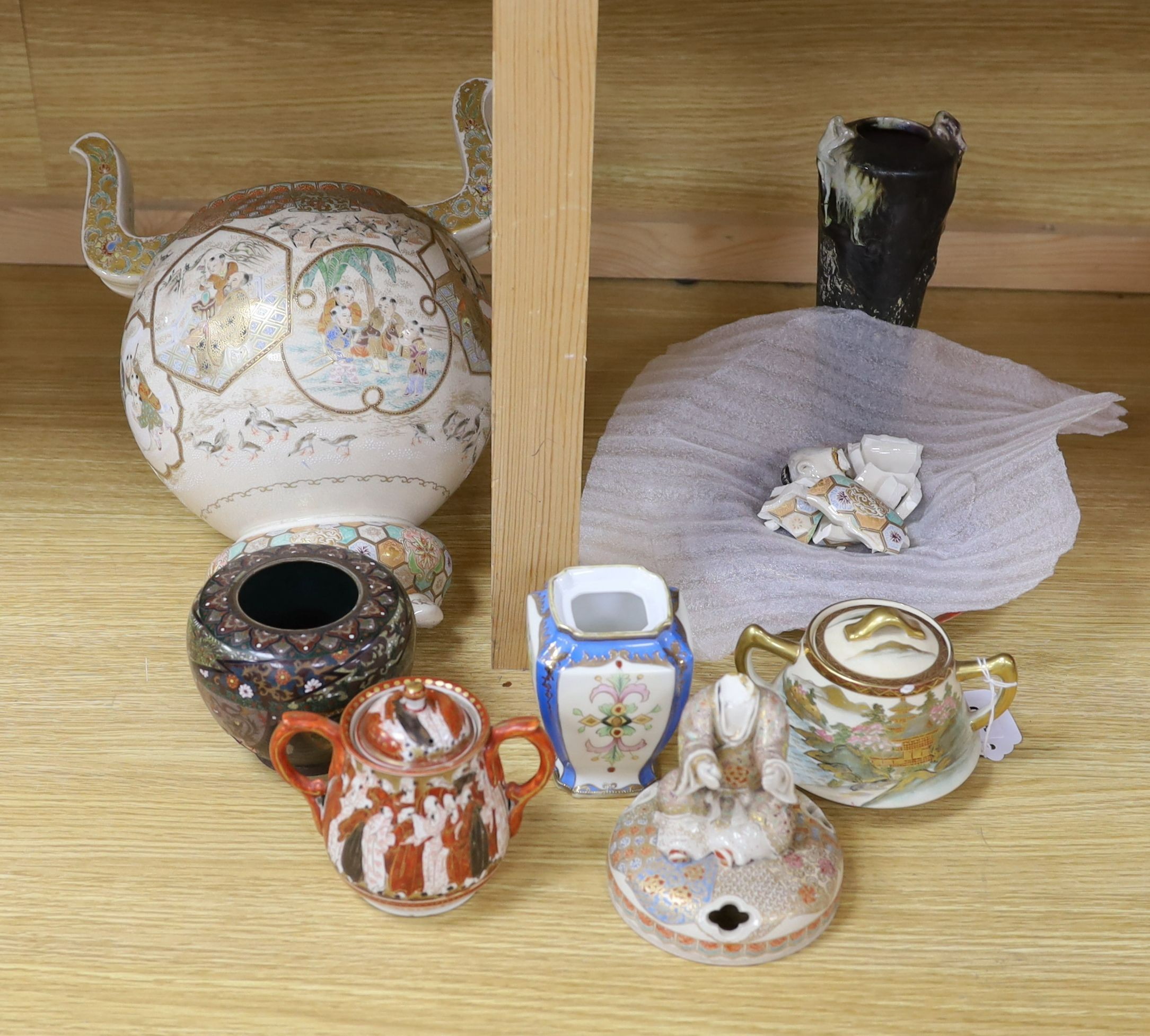 Assorted Japanese ceramics and cloisonne including Satsuma, Kutani etc.
